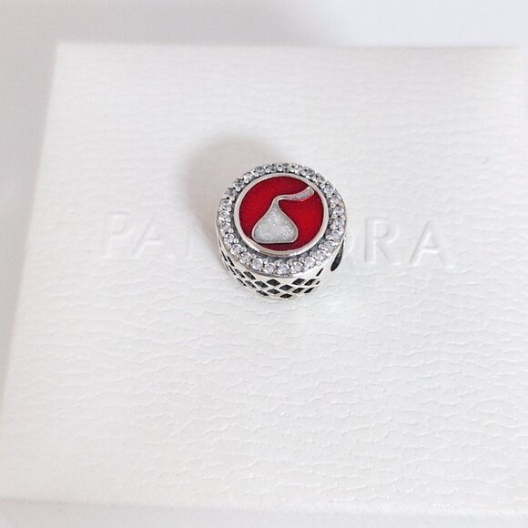 Pandora KISSES Chocolate Red Bead Charm Bracelet Pendant S925 Silver with box - Picture 7 of 7
